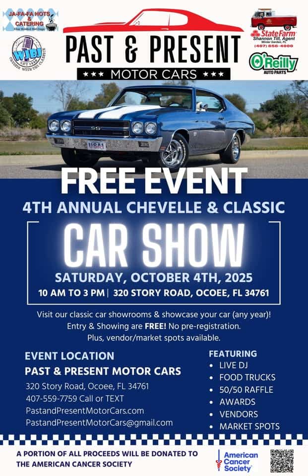 4th Annual Chevelle and Classic Car Show event at 320 Story Rd in Ocoee, FL on October 4, 2025