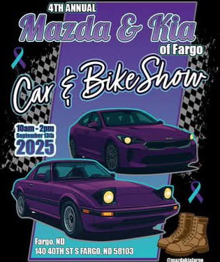 4th Annual Mazda & Kia Car & Bike Show event at 140 40Th St S in Fargo, ND on September 13, 2025