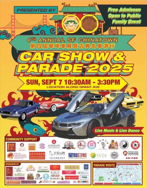 4th Annual SF Chinatown Car Show & Parade 2025 event at Grant Avenue, Chinatown in San Francisco, CA on September 7, 2025
