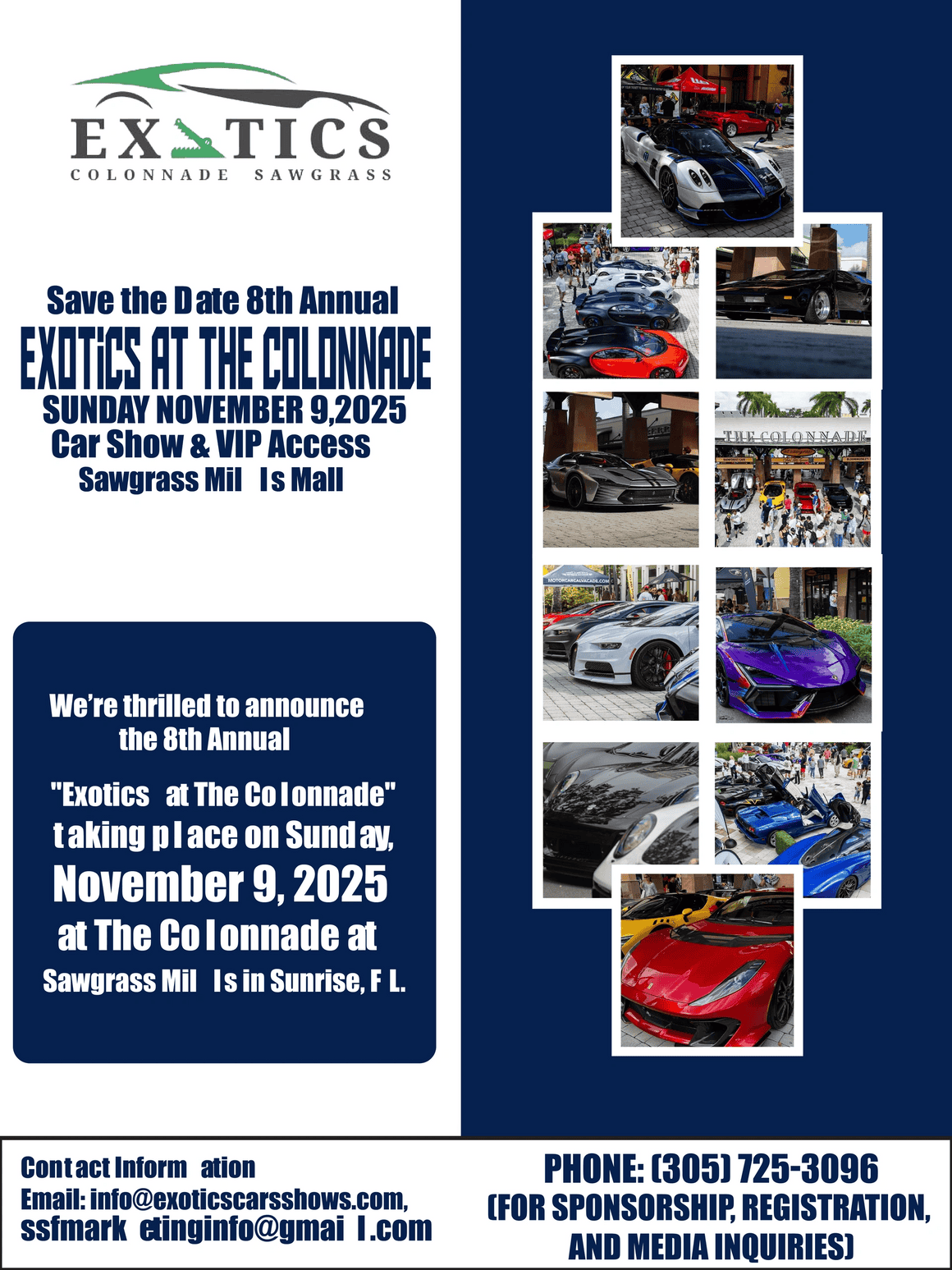 8th Annual Exotics at The Colonnade event at The Colonnade in Sunrise, FL on November 9, 2025