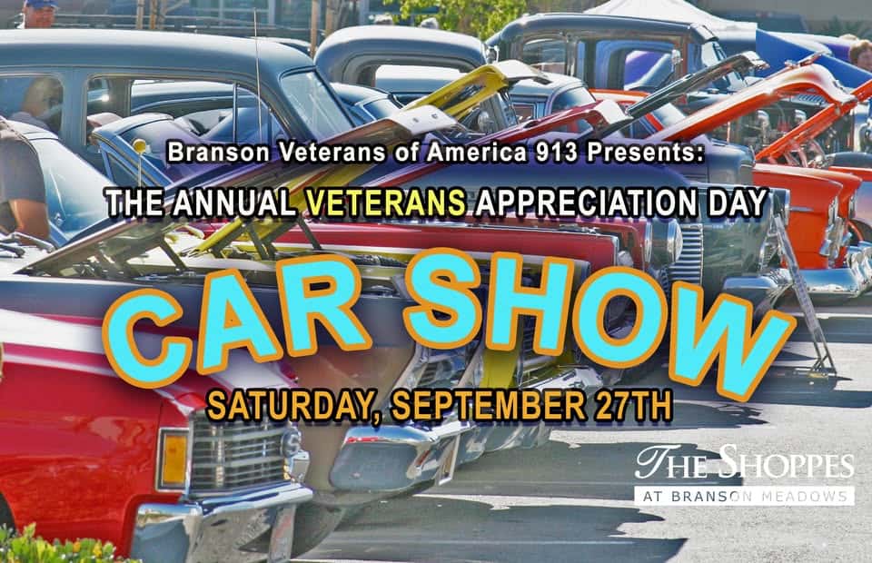 Annual Veterans Appreciation Car Show event at 4210 N Gretna Rd in Branson, MO on September 27, 2025