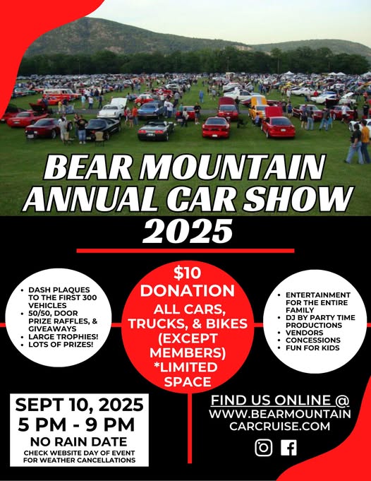 Bear Mountain Annual Car Show event at Bear Mountain State Park in  Tomkins Cove, NY on September 10, 2025