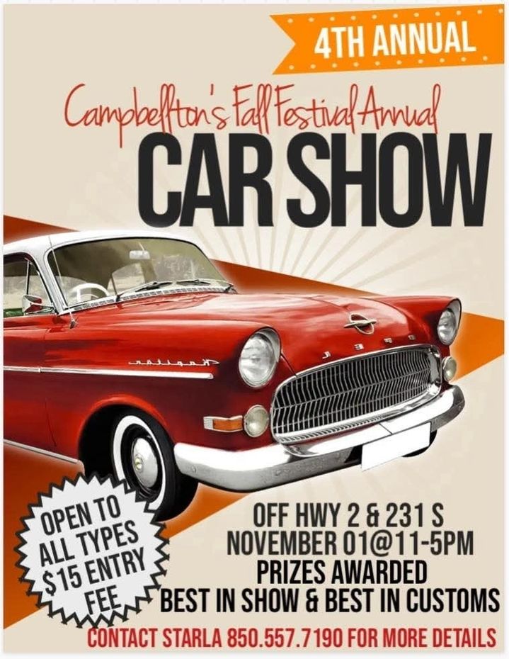 Campbellton's Fall Festival Annual Car Show event at Off Hwy 2 & 231 S in Campbellton, FL on November 1, 2025