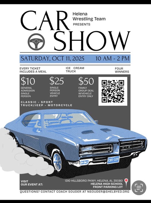 Helena Wrestling Team Car Show event at Helena High School in Helena, AL on October 11, 2025