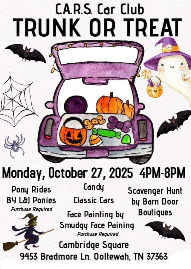 CA.R.S. Car Club Trunk or Treat event at Cambridge Square in Ooltewah, TN on October 27, 2025