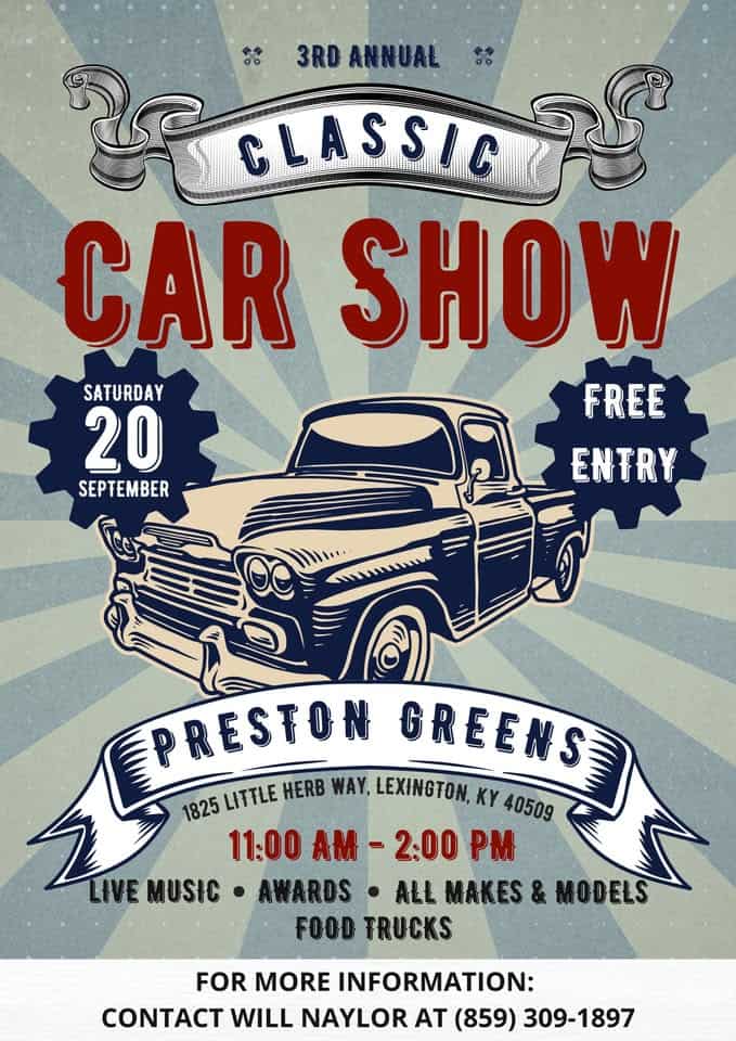 Classic Car Show event at 1825 Little Herb Way in Lexington, KY on September 20, 2025