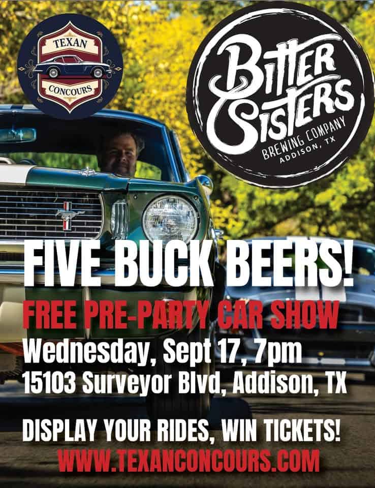 Craft Beer & Classic Cars: Texan Concours Pre-Party Car Show event at 15103 Surveyor Blvd in Addison, TX on September 17, 2025