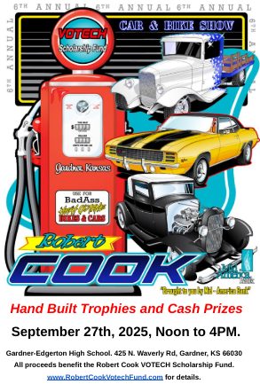Gardner Votech car show event at 425 N Waverly Rd in Gardner, KS on September 27, 2025
