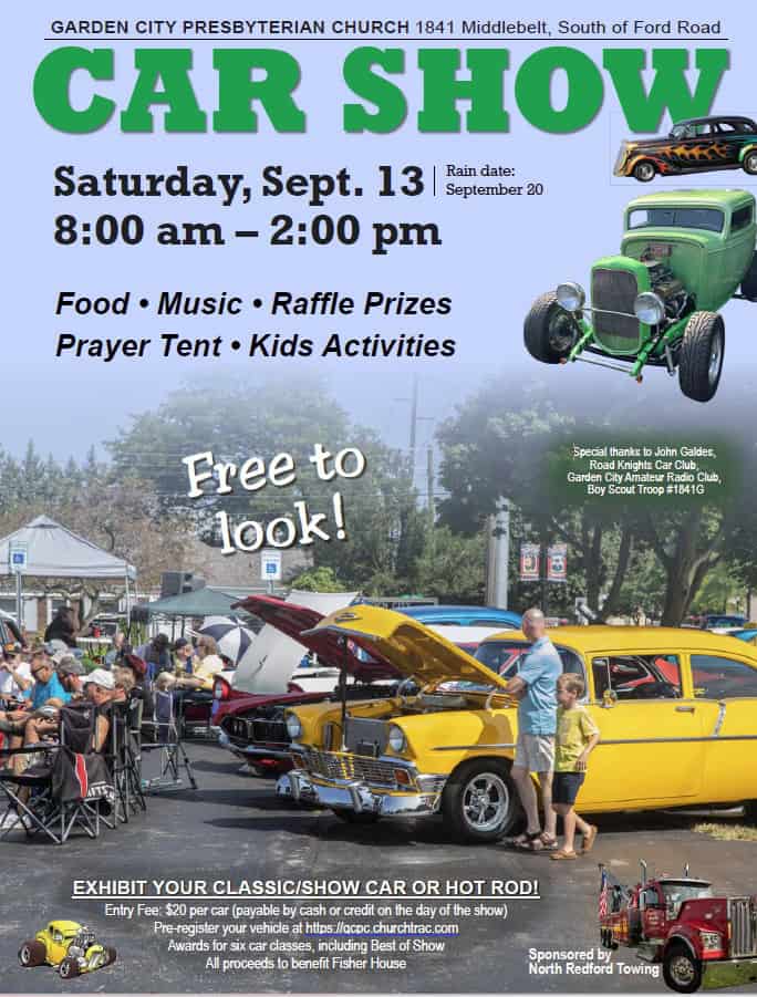GC Men's Group Car Show event at 1841 Middlebelt Rd in Garden City, MI on September 13, 2025