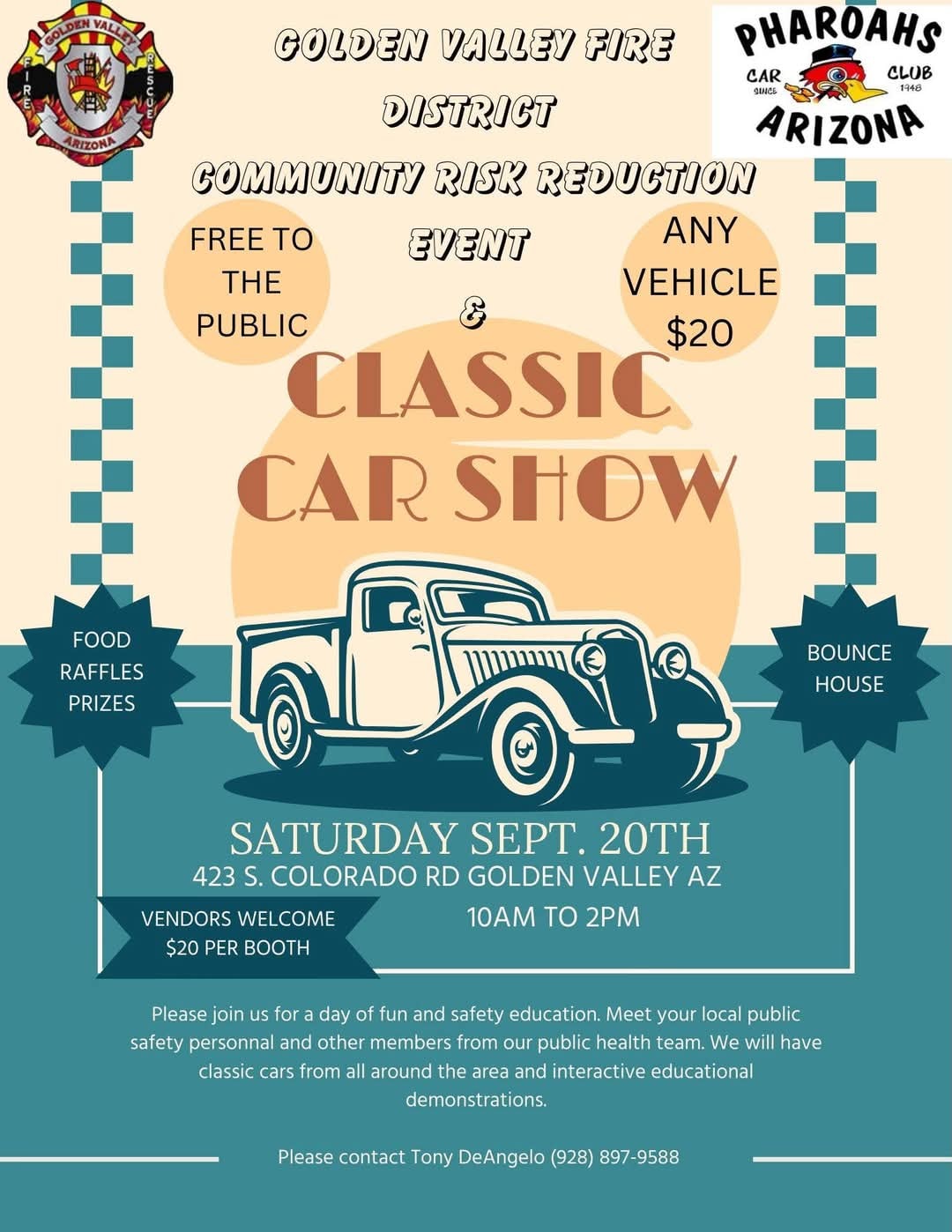 Golden Valley Classic Car Show & Community Event event at Golden Valley Fire Pharaohs District in Golden Valley, AZ on September 20, 2025