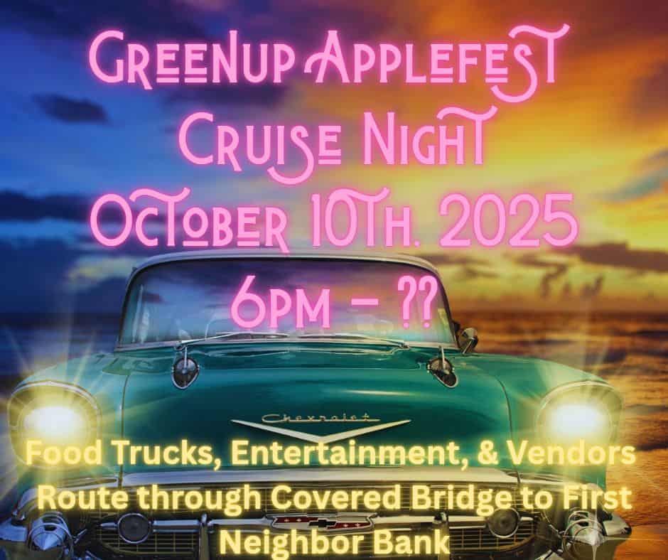 Greenup Applefest Cruise Night event at 115 E Cumberland St in Greenup, IL on October 10, 2025