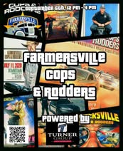 GUDDERS FARMERSVILLE Cops & Rodders Powered by KSVILLE event at Turner Group in Farmersville, CA on September 15, 2025