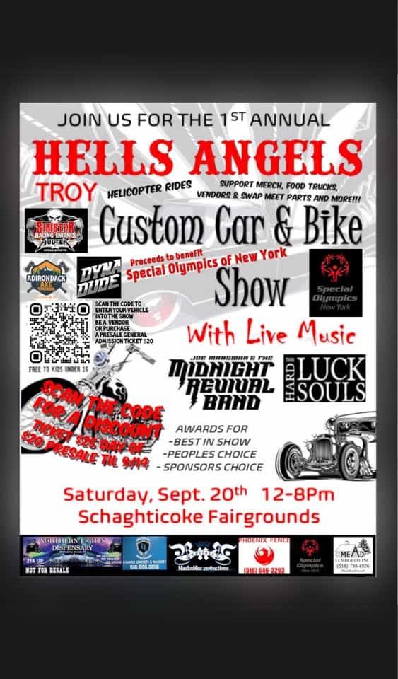 Hells Angels Car & Bike Show event at 69 Stillwater Bridge Rd in Schaghticoke, NY on September 20, 2025