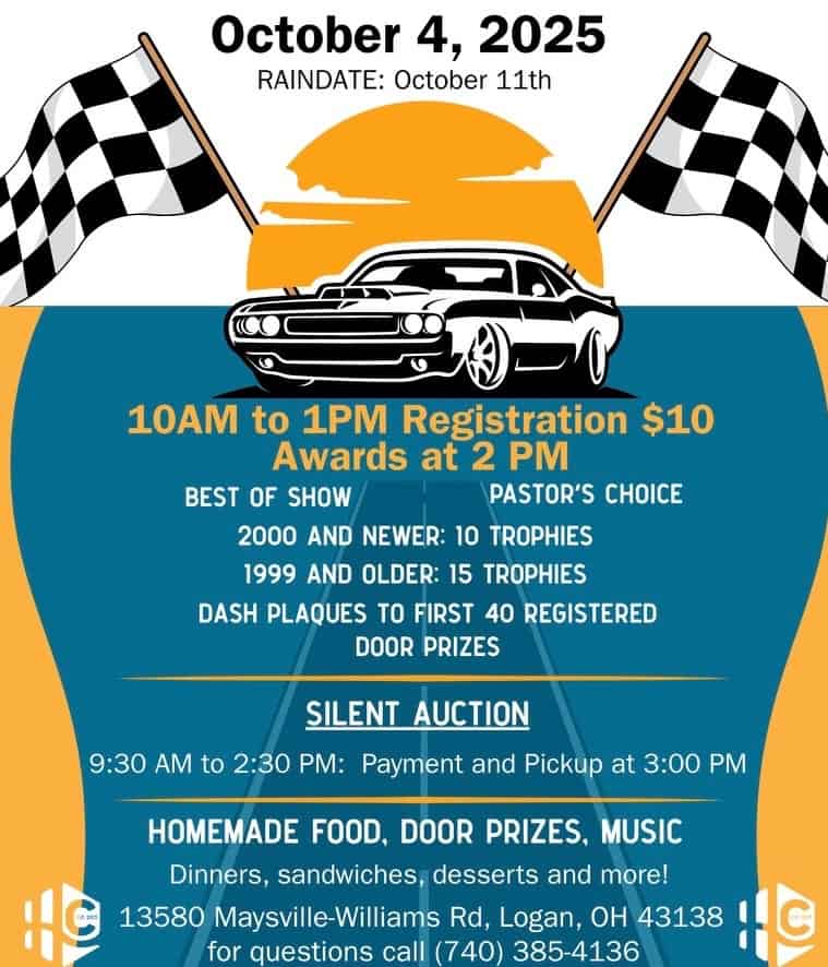 Hocking Hills Church Car Show event at 13580 Maysville Williams Rd. in Logan, OH on October 4, 2025