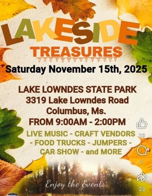Lakeside Treasures event at Lake Lowndes State Park in Columbus, MS on November 15, 2025