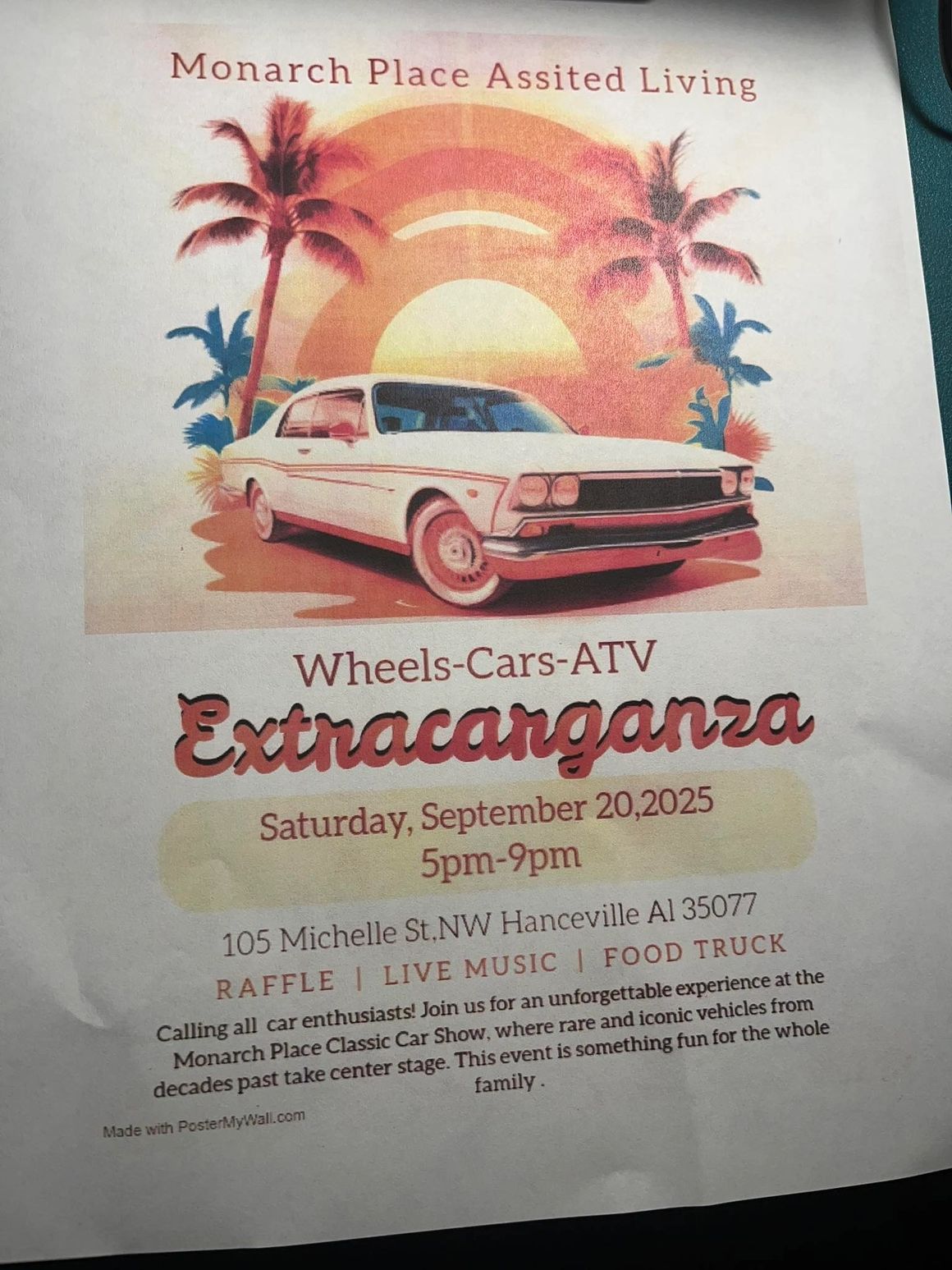 Monarch Place Classic Car Show event at Monarch Place Assisted Living in Hanceville, AL on September 20, 2025