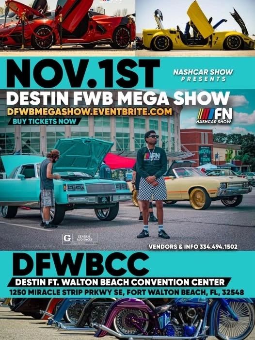 Nascar Show Presents Destin FWB Mega Show event at Destin Ft. Walton Beach Convention Center in Fort Walton Beach, FL on November 1, 2025