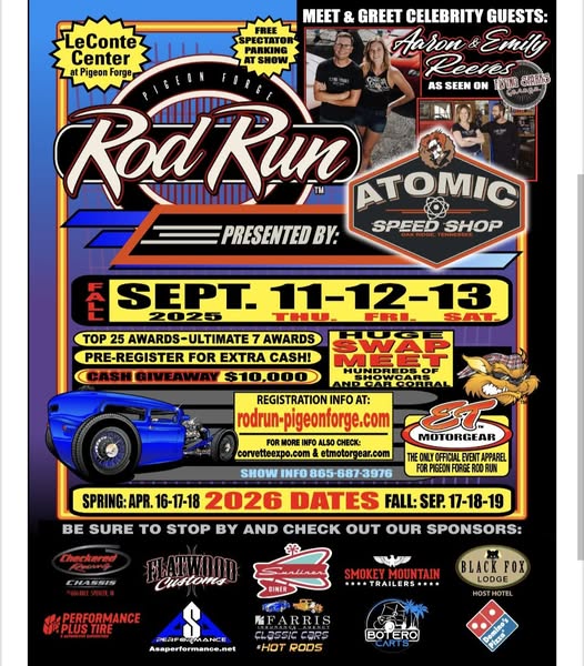 Pigeon Forge Rod Run event at LeConte Center at Pigeon Forge in Pigeon Forge, TN on September 11, 2025