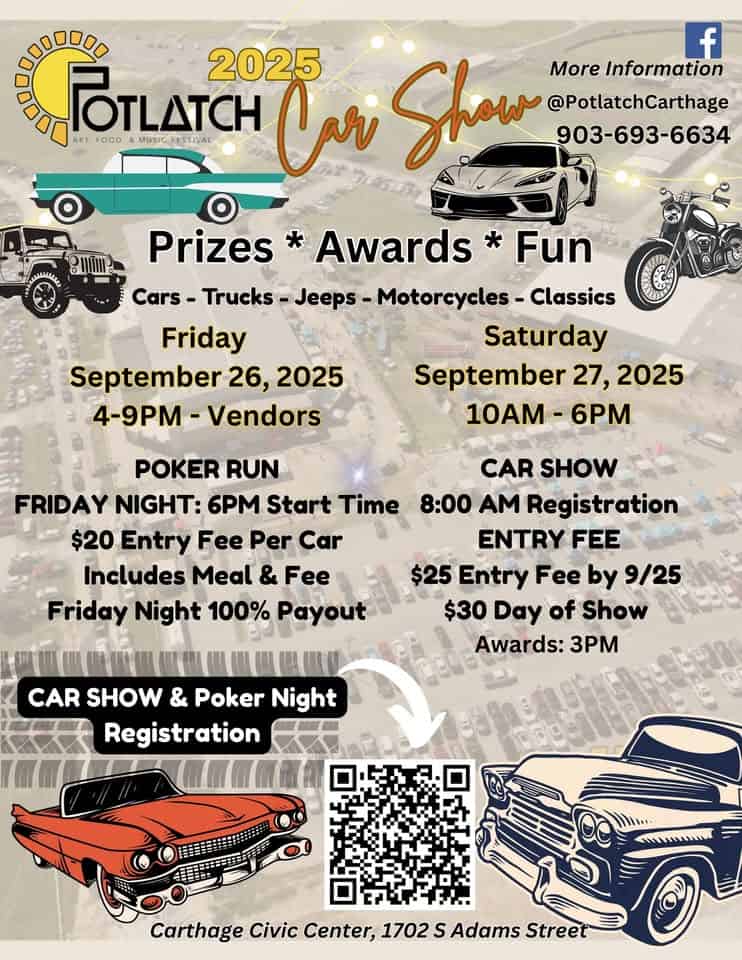 Potlatch - 2025 Car Show event at 1702 S Adams St in Carthage, TX on September 27, 2025