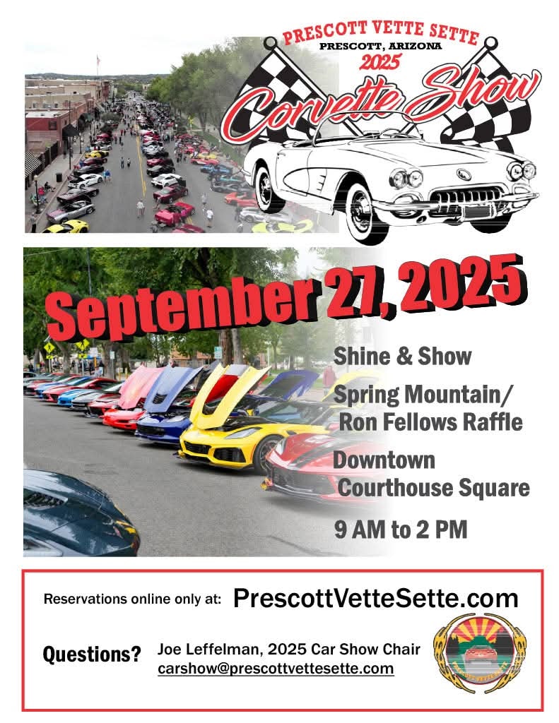 Prescott Vette Sette event at Courthouse Square in Prescott, AZ on September 27, 2025