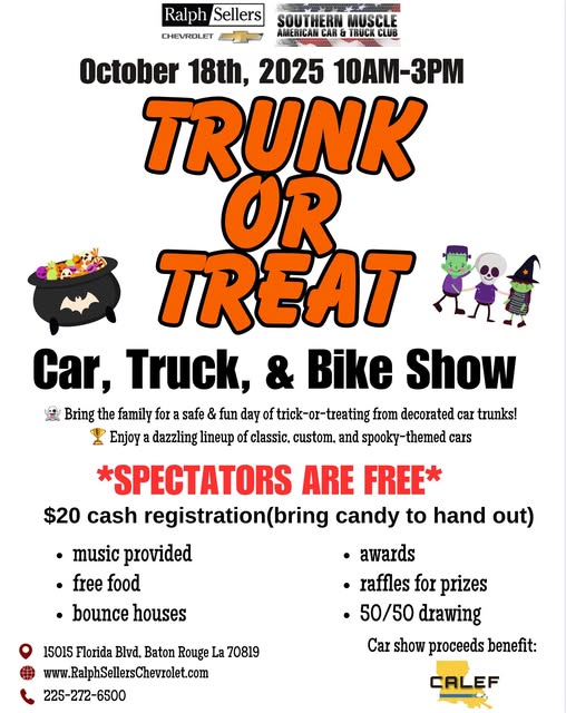 Ralph Sellers Southern Muscle Chevrolet American Car & Truck Club Trunk or Treat Car, Truck, & Bike Show event at Ralph Sellers Southern Muscle Chevrolet in Baton Rouge, LA on October 18, 2025