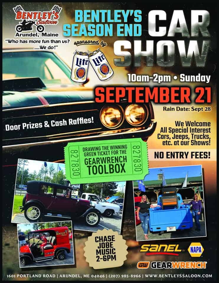 Season-End Car Show event at 1601 Portland Rd in Arundel, ME on September 21, 2025