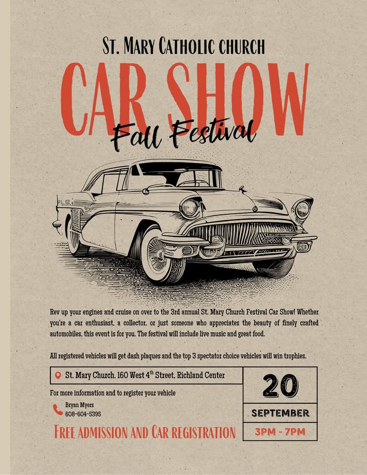 St. Mary Fall Festival Car Show event at 167 W 4Th St in Richland Center, WI on September 20, 2025