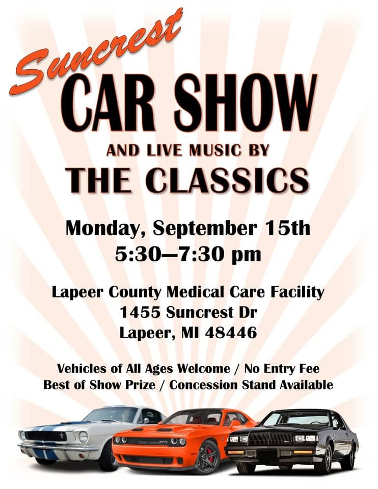 Suncrest Car Show event at 1455 Suncrest Dr in Lapeer, MI on September 15, 2025