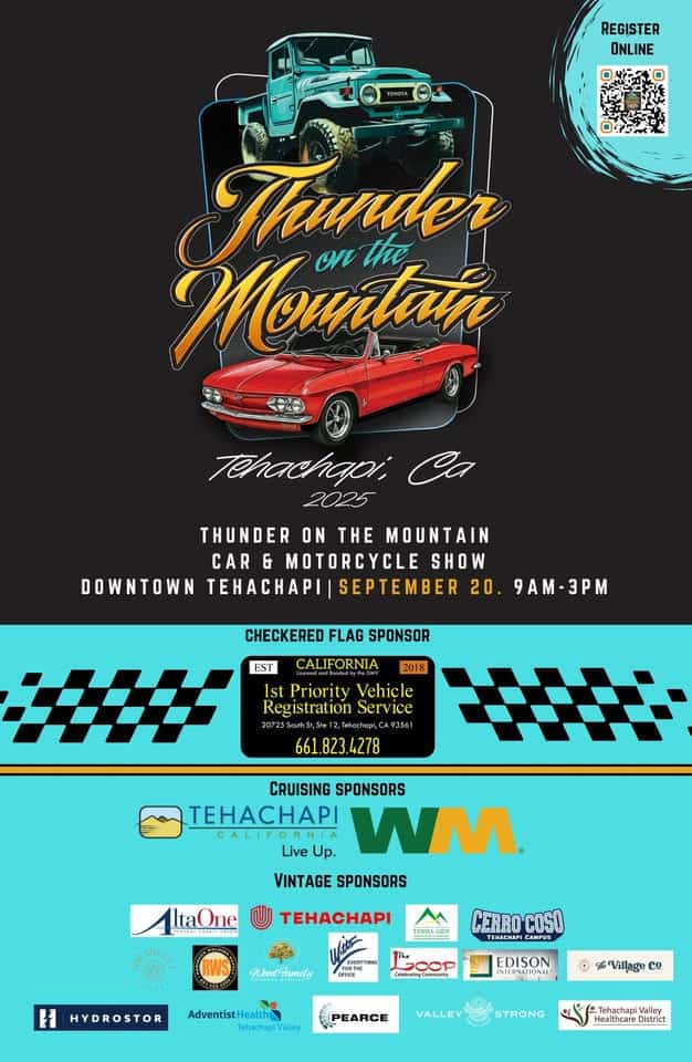 Thunder on the Mountain Car & Motorcycle Show 2025 event at 172 W Tehachapi Blvd in Tehachapi, CA on September 20, 2025