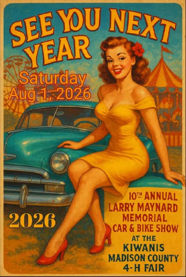 10th Annual Larry Maynard Memorial Car & Bike Show 2026 event at Melville Road in Area A (Red Bluff/Quesnel South), BC on August 1, 2026