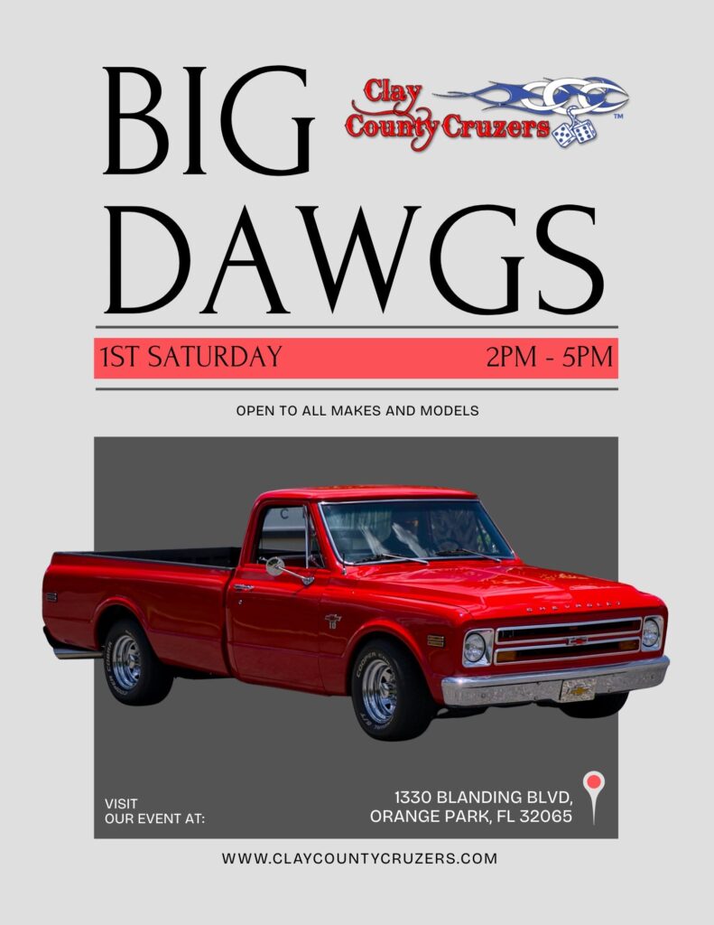 Clay County Cruzers Big Dawgs Cruise-In event at Cooper Co in Orange Park, FL on July 6, 2025