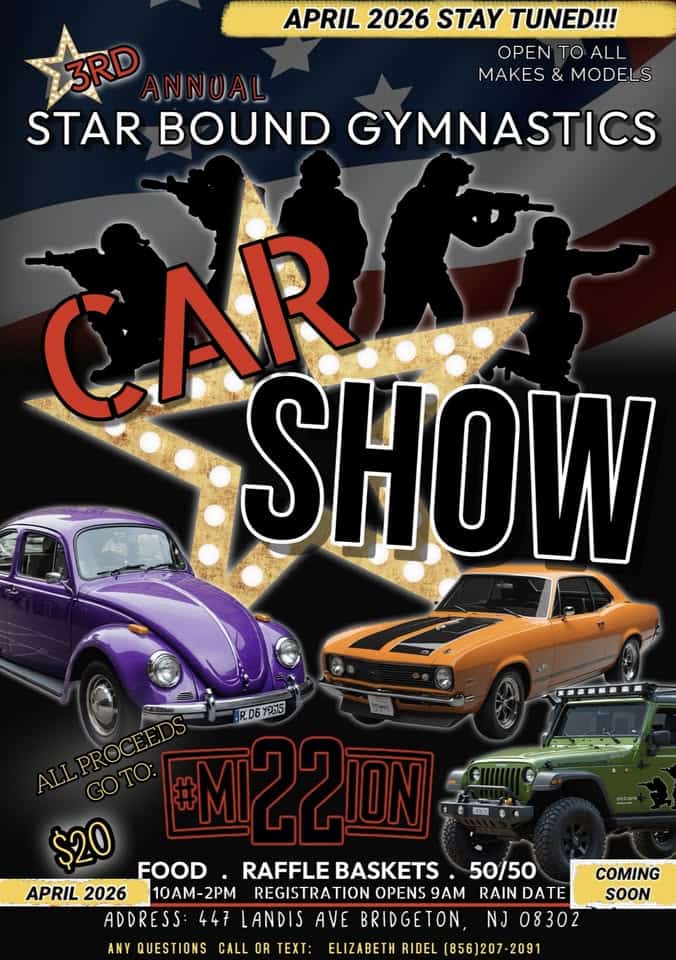 3rd Annual Star Bound Gymnastics Car Show event at 447 Landis Ave in Bridgeton, NJ on April 19, 2026