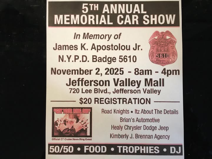 5th Annual Memorial Car Show event at Jefferson Valley Mall in Jefferson Valley, NY on November 2, 2025