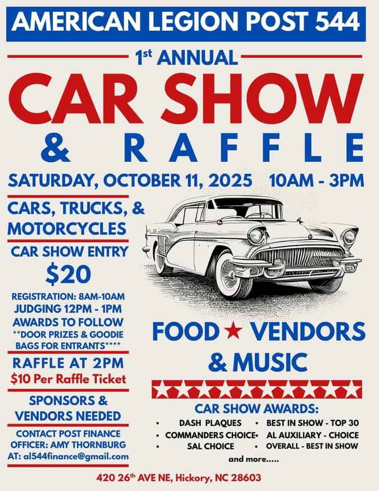 American Legion 1st Annual Car Show & Raffle Fundraiser – Hickory, NC ...