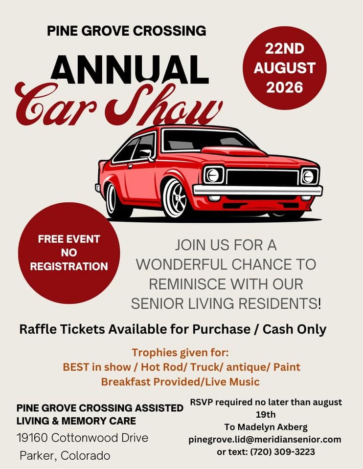Annual Car Show event at 19160 Cottonwood Dr in Parker, CO on August 22, 2026