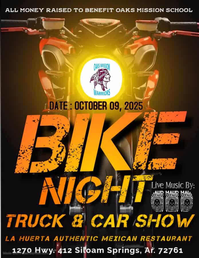Bike Night Truck & Car Show event at 1270 Highway 412 W in Siloam Springs, AR on October 9, 2025