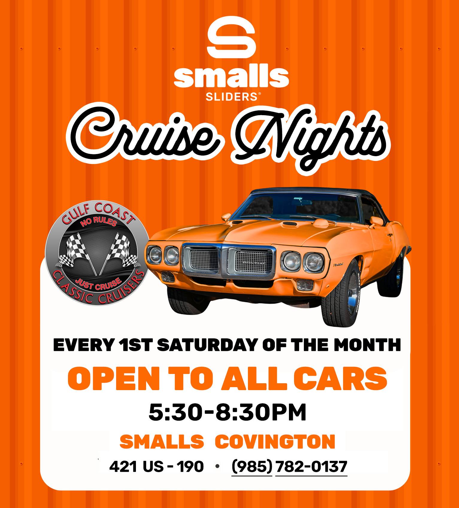 Cruise Nights event at Smalls in Covington, LA on October 4, 2025