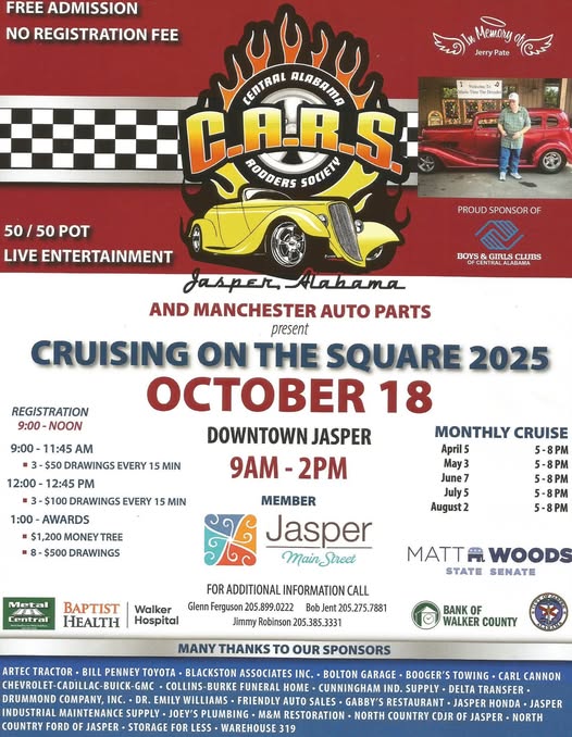 Cruising On The Square 2025 event at Downtown Jasper in Jasper, AL on October 18, 2025