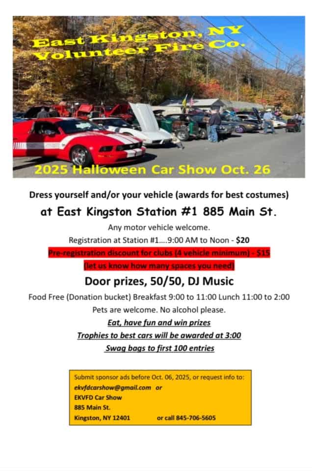 EKVFC Annual car show event at 885 Main St in Kingston, NY on October 26, 2025