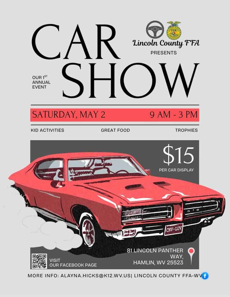 First Annual LCHS FFA Car Show event at 81 Lincoln Panther Way in Hamlin, WV on May 2, 2026