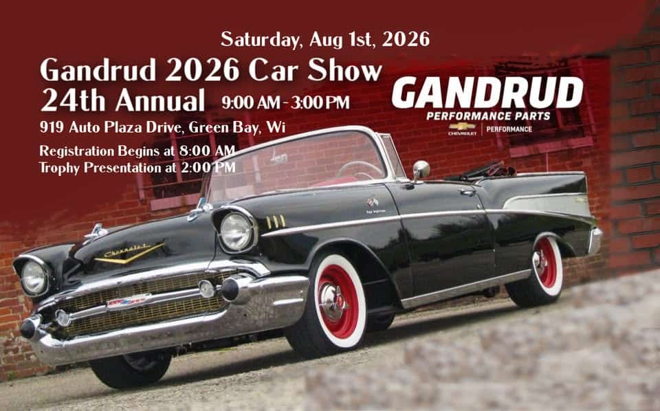 Gandrud 2026 Car Show 24th Annual event at 919 Auto Plaza Dr in Green Bay, WI on August 1, 2026