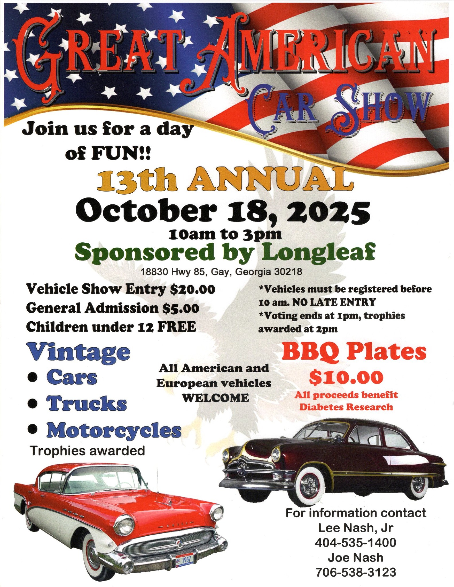 Great American Car Show event at Longleaf in Gay, GA on October 18, 2025