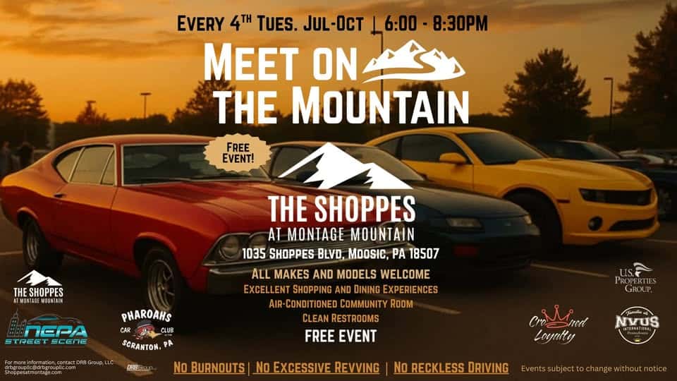 Meet on the Mountain Car Cruise event at 1011 Shoppes Blvd in Moosic, PA on October 28, 2025