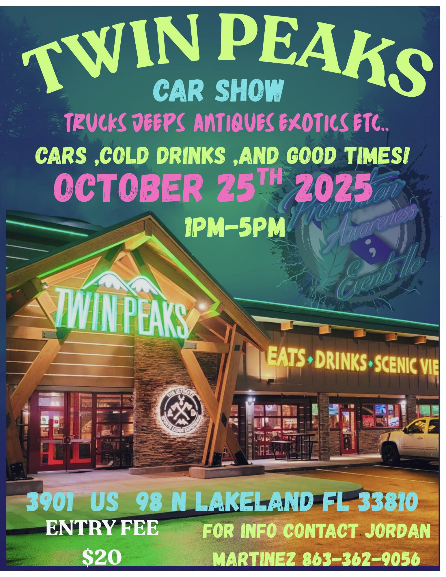 Twin Peaks Car Show event at Twin Peaks in Lakeland, FL on October 25, 2025
