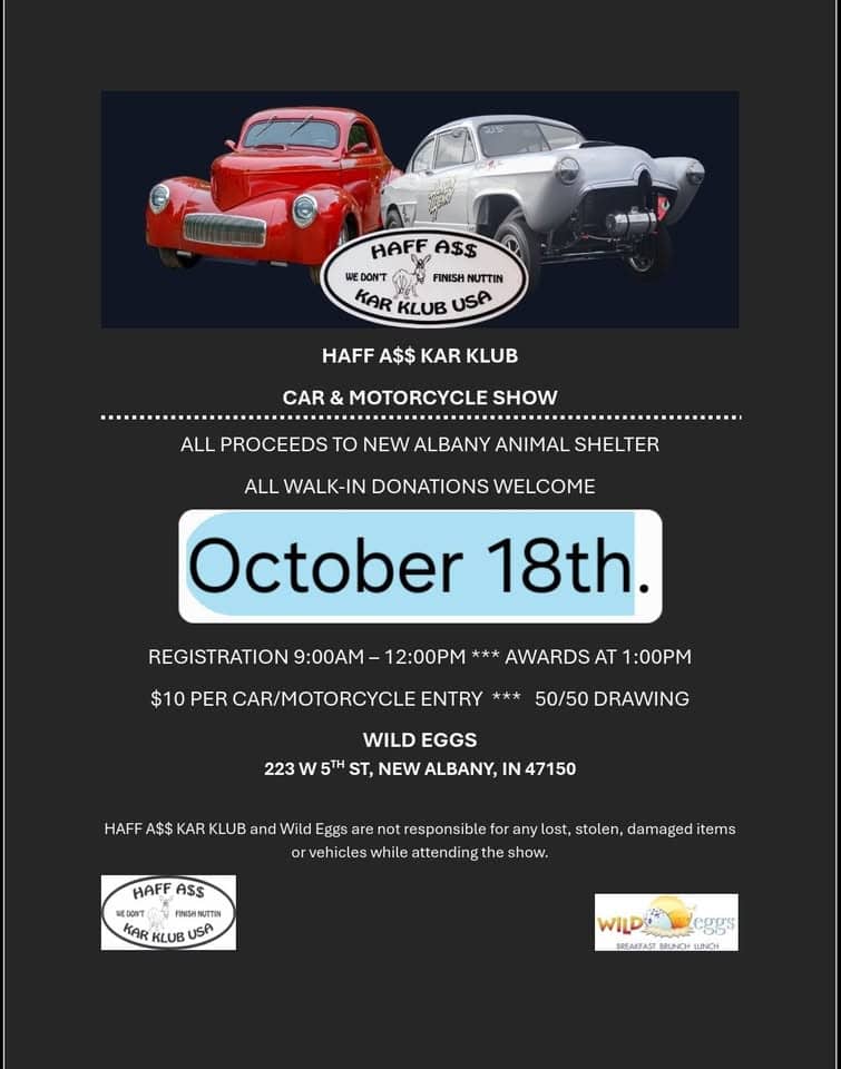 Wild Eggs Car Show event at 223 W 5Th Street in New Albany, IN on October 18, 2025