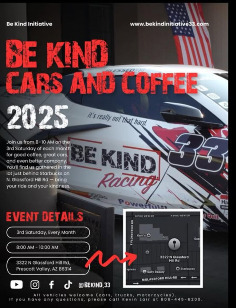 Be Kind Cars and Coffee car show in Prescott Valley, AZ