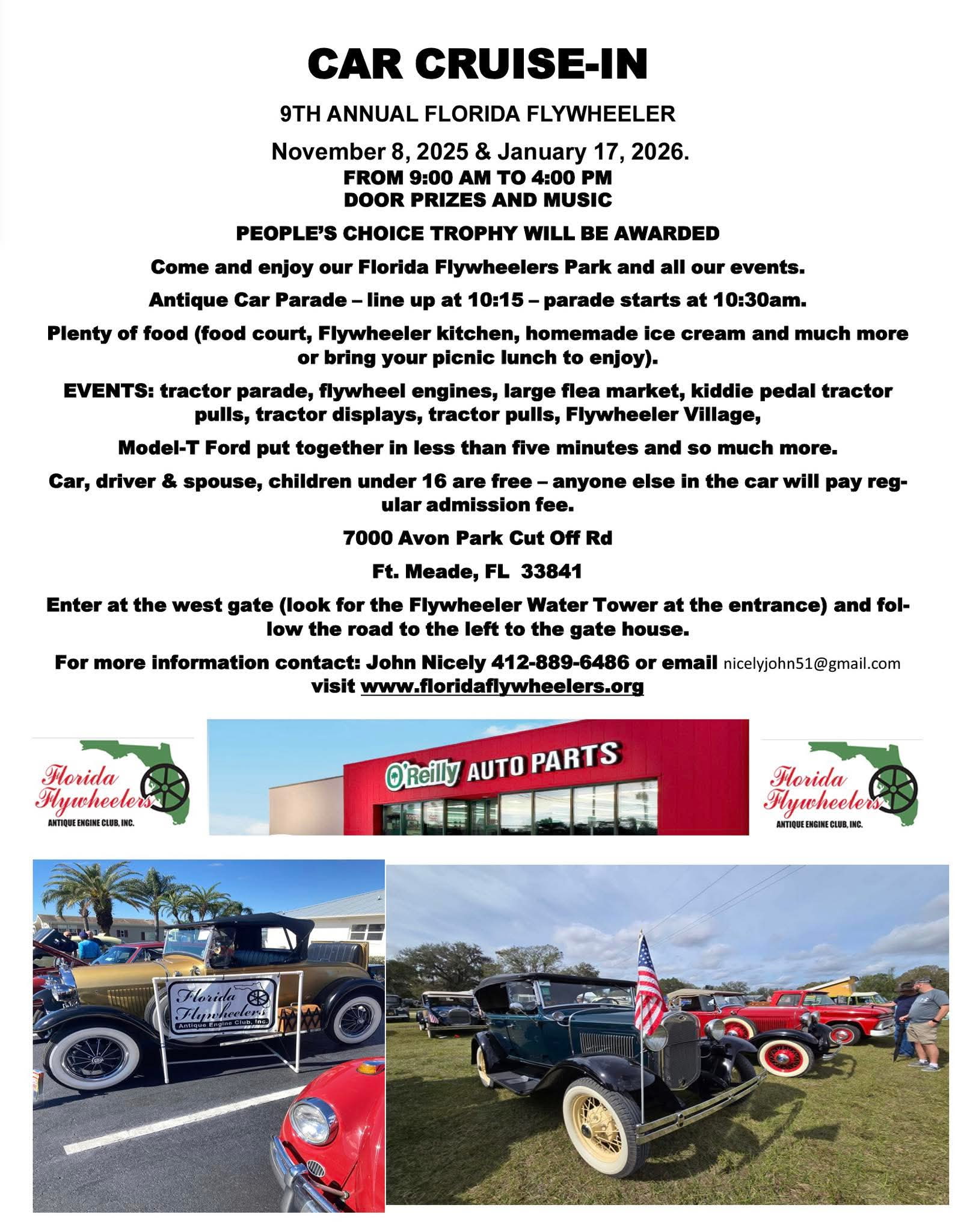CAR CRUISE-IN event at Florida Flywheelers Park in Ft. Meade, FL on November 8, 2025