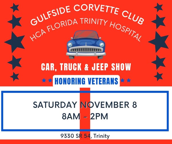 Car, Truck & Jeep Show event at HCA Florida Trinity Hospital in Trinity, FL on November 8, 2025
