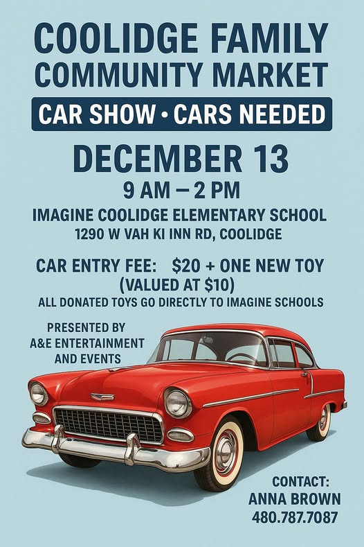 Coolidge Family Community Market Car Show event at Imagine Coolidge Elementary School in Coolidge, AZ on December 13, 2025