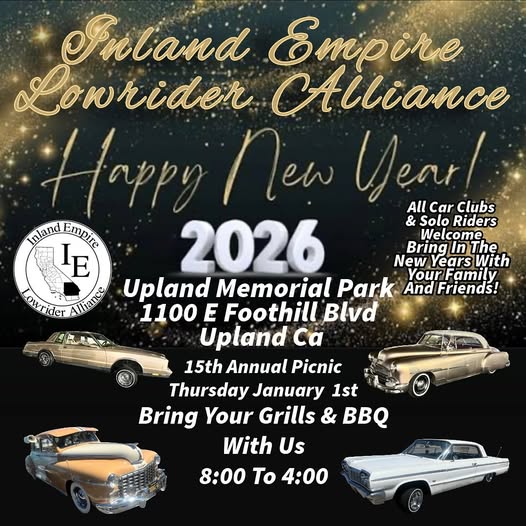 Inland Empire Lowrider Alliance event at Upland Memorial Park in Upland, CA on January 1, 2026